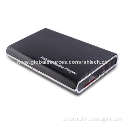 3D 1,080p HDD Media Players with 100 to 240V AC/Input/5V DC Output Voltages/Measures 132 x 82 x 21m